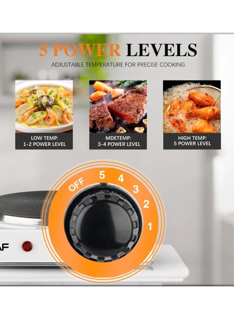 آر إيه أف موقد كهربائي أحادي الشعلة من RAF بقوة 1000 واط | موقد كهربائي محمول بسطح غير لاصق | تحكم قابل للتعديل في درجة الحرارة وحرارة متساوية | طباخ كهربائي صغير الحجم للاستخدام المنزلي والسفر - Image 5