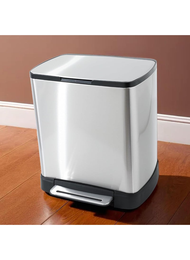 Homestic Homestic 20L Stainless Steel StepOn Pedal Dustbin with Inner Bucket Soft Close Trash Can Garbage Waste Bin with Lid for Home Kitchen Office Bathroom Washrooma107  - Image 1