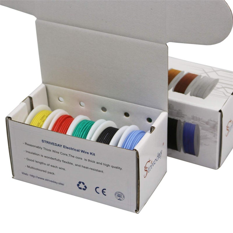 Striveday Flexible Silicone Wire 18awg Electric Wire 18 Gauge Tinned Copper Hook Up Wire 300V Cables Electronic Stranded Wire Cable Electrics DIY Box-1 - Image 5