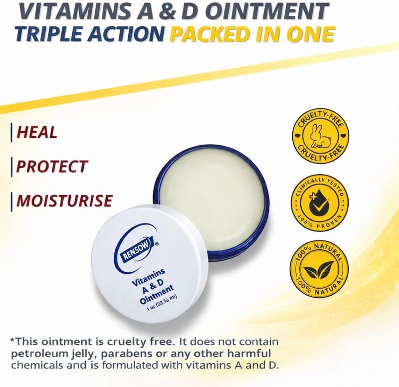 Rensow Vitamin A&D Ointment Tattoo Aftercare Healing Ointment Skin Protection & Recovery Balm Moisturizing Vitamin A & D Cream for Fresh Tattoos Dry Skin & Irritation Relief 1oz - Image 2