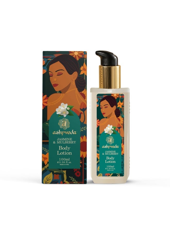 Ashpveda Jasmine & Mulberry Body Lotion for Radiant, Hydrated & Smooth Skin | Ayurvedic Ultra Hydrating and UV Protection Moisturizer with Almond & Ashwagandha Oil (100ml) - Image 1
