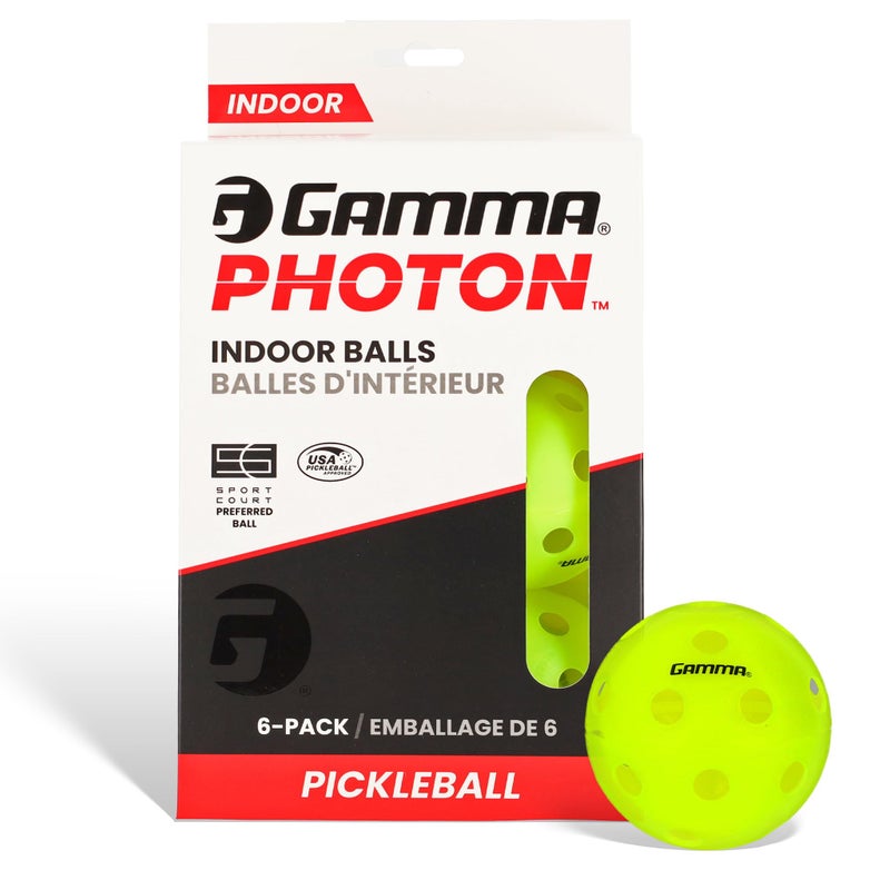 Gamma Photon Indoor Pickleballs Pack of 6, USAPA Approved, High-Visibility, Durable and Ultra-Balanced - Image 1