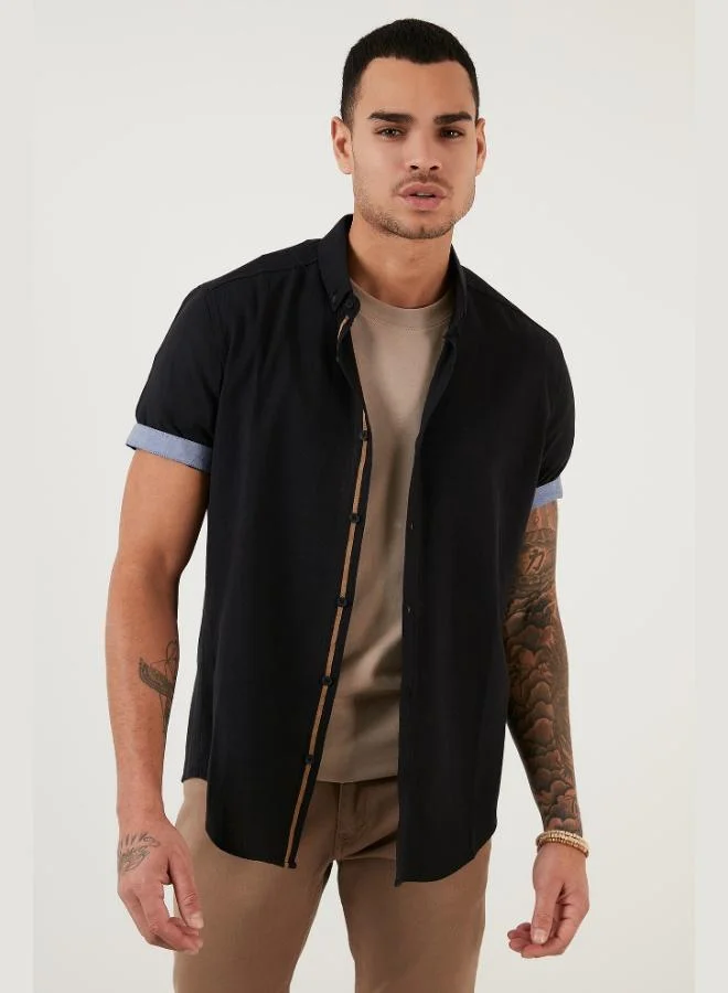 Buratti Buratti Cotton Slim Fit Button-Down Collar Short-Sleeve Shirt Men's SHIRT CF21S112546