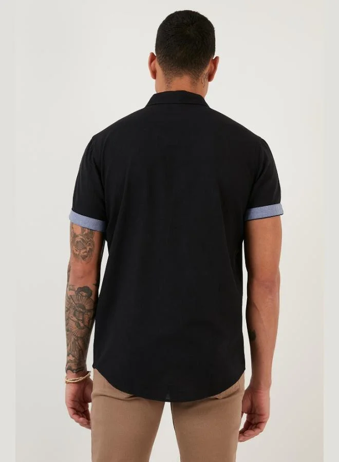 Buratti  Buratti Cotton Slim Fit Button-Down Collar Short-Sleeve Shirt Men's SHIRT CF21S112546 for Men | Best Price UAE