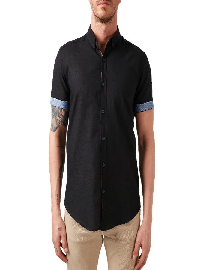 Buratti  Buratti Cotton Slim Fit Button-Down Collar Short-Sleeve Shirt Men's SHIRT CF21S112546 for Men | Best Price UAE