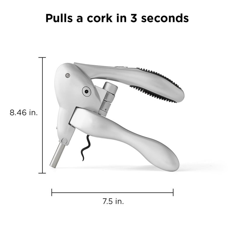 rabbit Rabbit Original Lever Corkscrew Wine Opener with Foil Cutter and Extra Spiral (Silver)  - Image 2