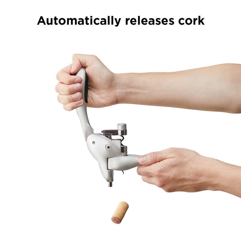 rabbit Rabbit Original Lever Corkscrew Wine Opener with Foil Cutter and Extra Spiral (Silver)  - Image 4