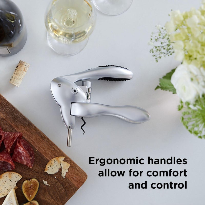 rabbit Rabbit Original Lever Corkscrew Wine Opener with Foil Cutter and Extra Spiral (Silver)  - Image 5
