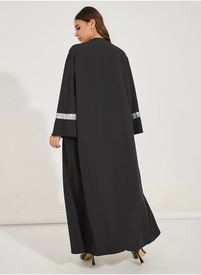 Styli Regular Fit Maxi Kimono with Embellished Taping