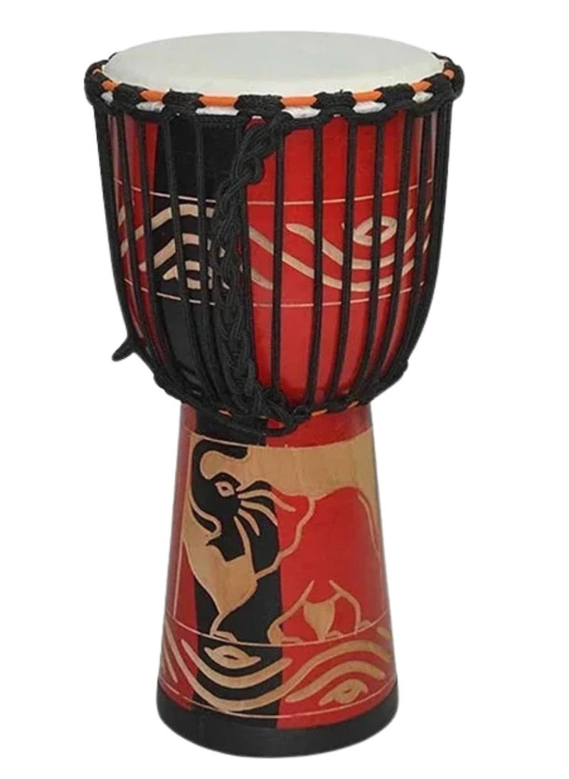 Megarya African Sheep Skin Djembe Drum 8 inch Handmade African Elephant Craved Design With Bag  - Image 2