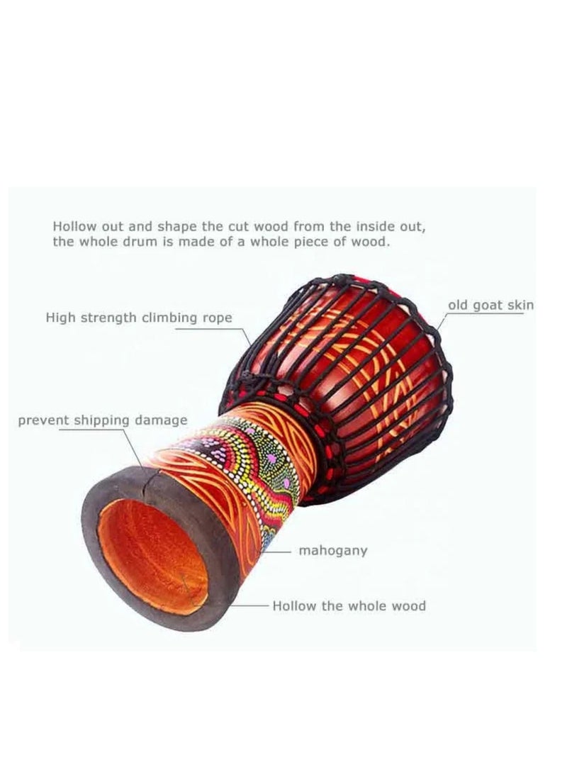 Megarya African Sheep Skin Djembe Drum 8 inch Handmade African Elephant Craved Design With Bag  - Image 3