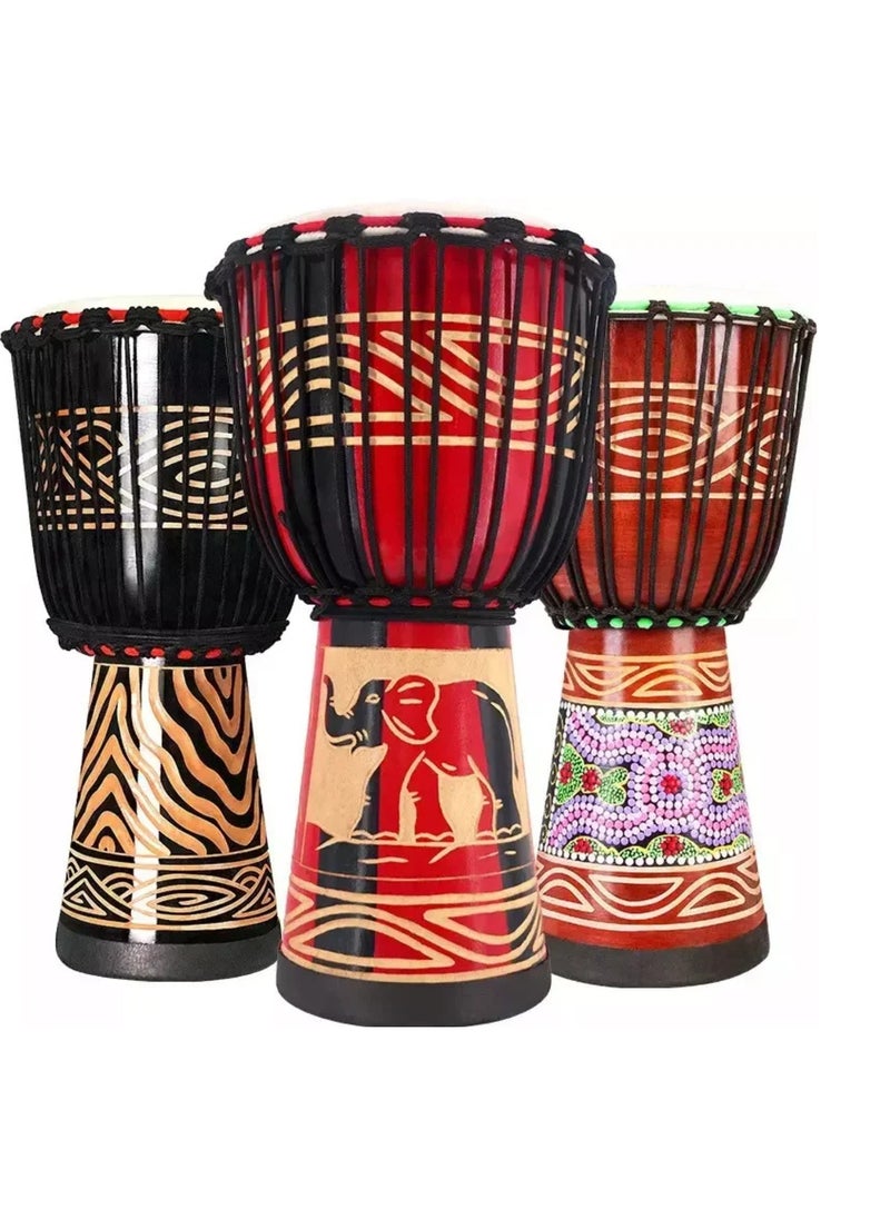 Megarya African Sheep Skin Djembe Drum 8 inch Handmade African Elephant Craved Design With Bag  - Image 4