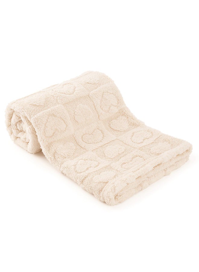 LEFAFA Baby Blanket for Boys Girls, Soft Warm Cozy Heart Toddler Blankets, Fluffy Infant Toddler Newborn Receiving Blankets for Crib Stroller(White) - Image 1