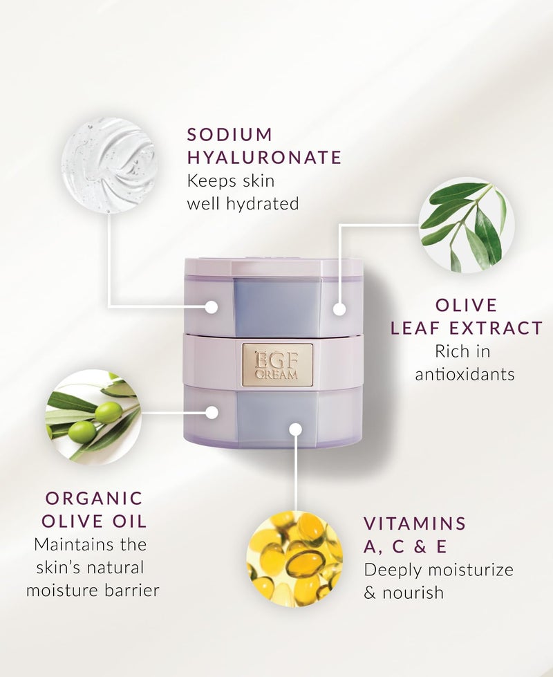 DHC EGF Cream, Hydrating Peptide Moisturizer, Collagen, Skin-Renewing, Firmness and Radiance, Fragrance and Colorant Free, Ideal for All Skin Types, 1.2 oz. Net wt. - Image 3