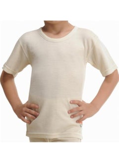 Ecru Color Short Sleeve Wool Children's Undershirt