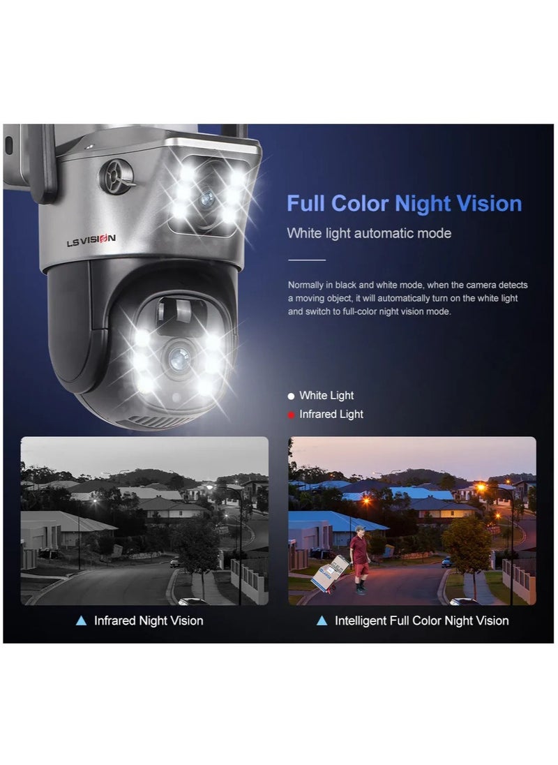 LS Vision - LS VISION Solar Camera Dual Lens WiFi 8MP 4K IP Camara Solar Panel CCTV Security Built in Battery PIR Cam V380 ( With 64GB Card) - Image 1