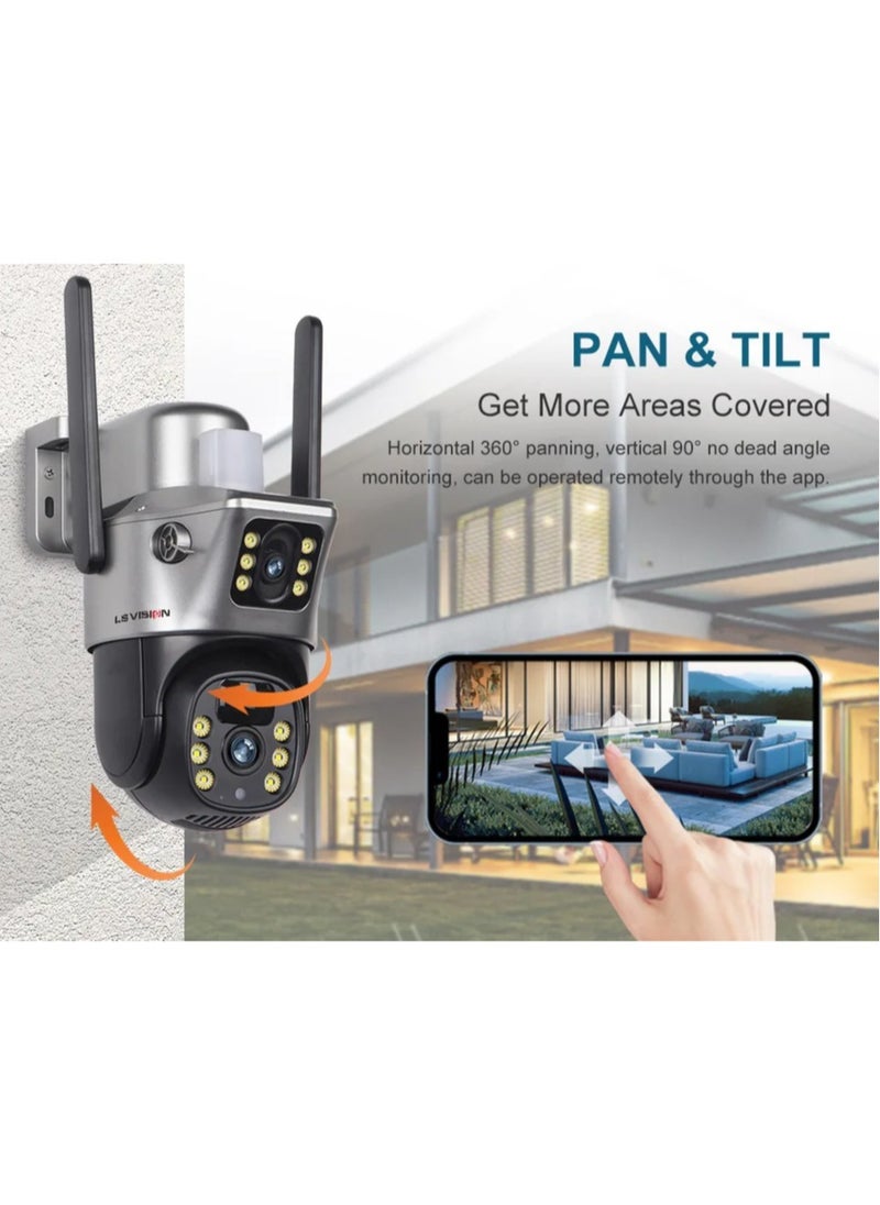 LS Vision - LS VISION Solar Camera Dual Lens WiFi 8MP 4K IP Camara Solar Panel CCTV Security Built in Battery PIR Cam V380 ( With 64GB Card) - Image 1