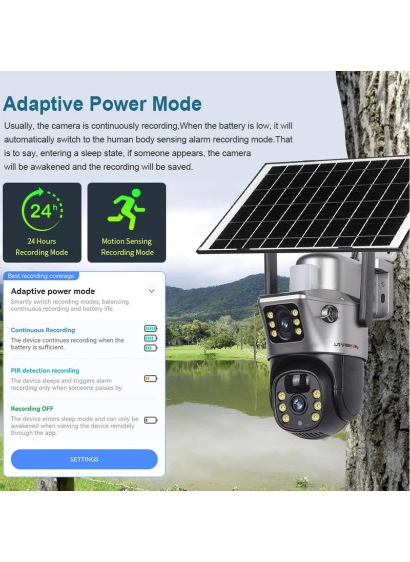LS Vision - LS VISION Solar Camera Dual Lens WiFi 8MP 4K IP Camara Solar Panel CCTV Security Built in Battery PIR Cam V380 ( With 64GB Card) - Image 1