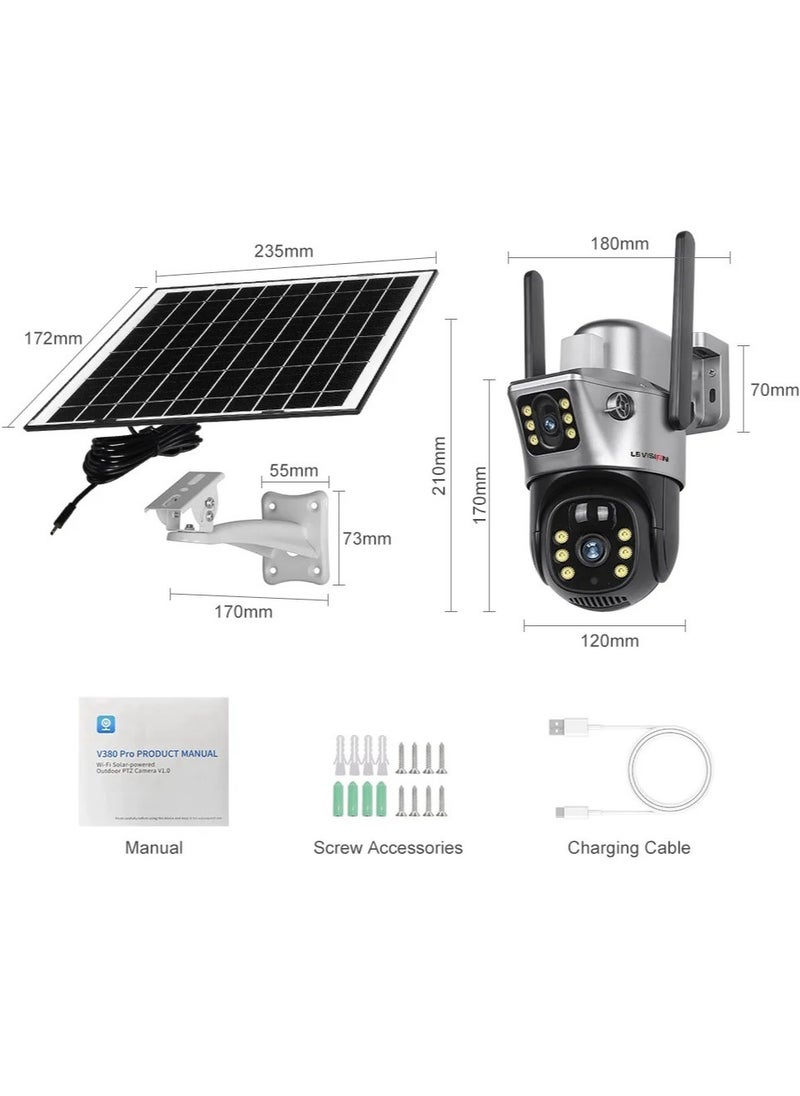 LS Vision - LS VISION Solar Camera Dual Lens WiFi 8MP 4K IP Camara Solar Panel CCTV Security Built in Battery PIR Cam V380 ( With 64GB Card) - Image 1
