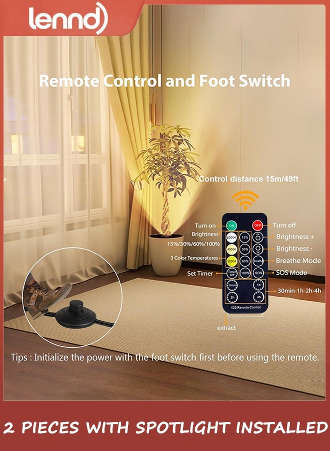 لينند مجموعة إضاءة أرضية - مصابيح LED 6000 كلفن مع جهاز تحكم عن بعد ومؤقت، و3 درجات حرارة لونية وإضاءة خافتة قابلة للتعتيم للأريكة الزاوية الداكنة والنباتات المنزلية والأعمال الفنية الجدارية الداخلية - Image 3