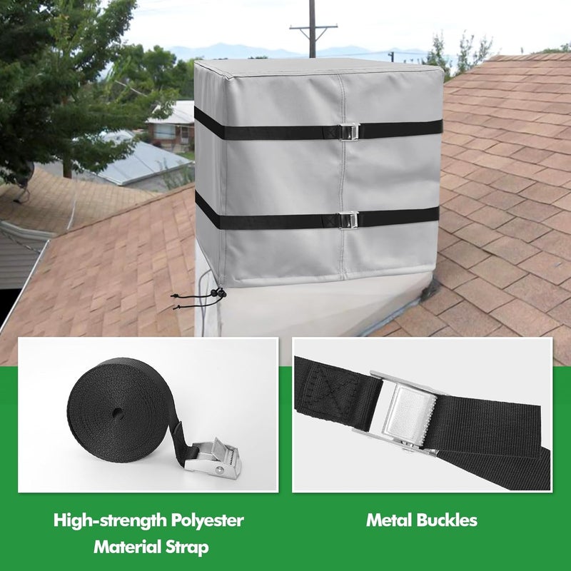 TWAKAP Down Draft Swamp Cooler Cover with 2 Tie Down Straps, Heavy Duty Down Draft Evaporative Cooler Cover, Waterproof Evaporative Cooler Down Discharge Covers, 30" W x 30" D x 33" H - Image 5