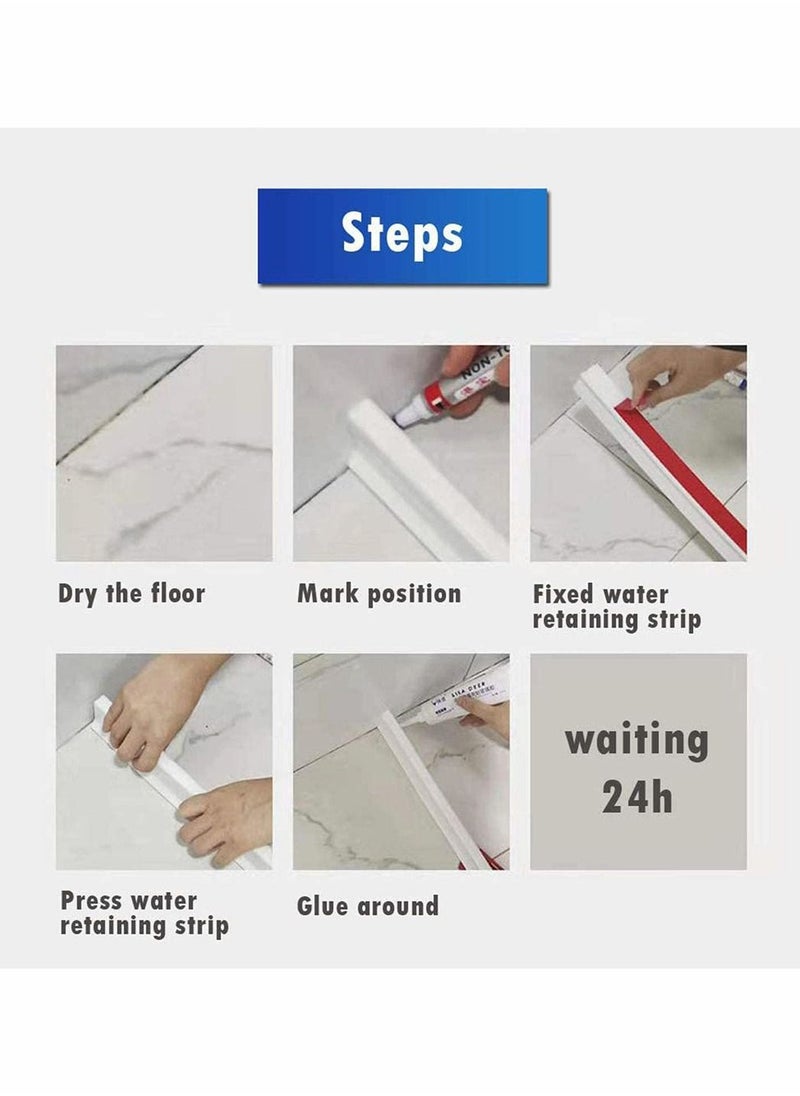 Y&D - Collapsible Threshold Water Dam Self Adhesive Sealing Tape for Kitchen Bathroom Tub Shower Floor, Waterproof Flow Block Seal Strip 39Inch - Image 1