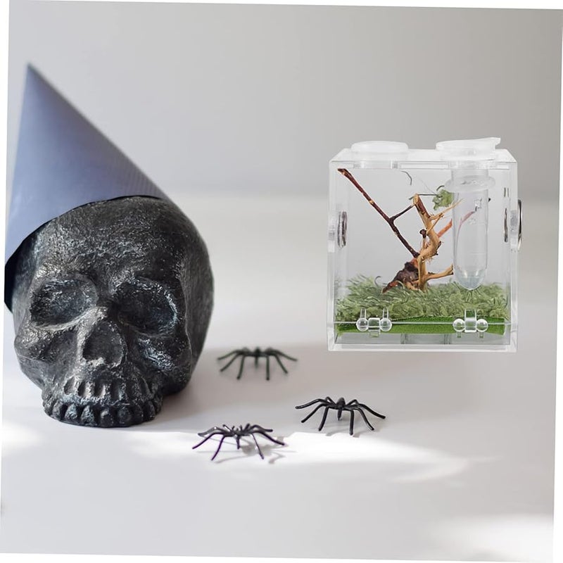 صندوق حوض الزواحف الشفاف مع تهوية، موطن سهل التنظيف لعناكب القفز - Image 3