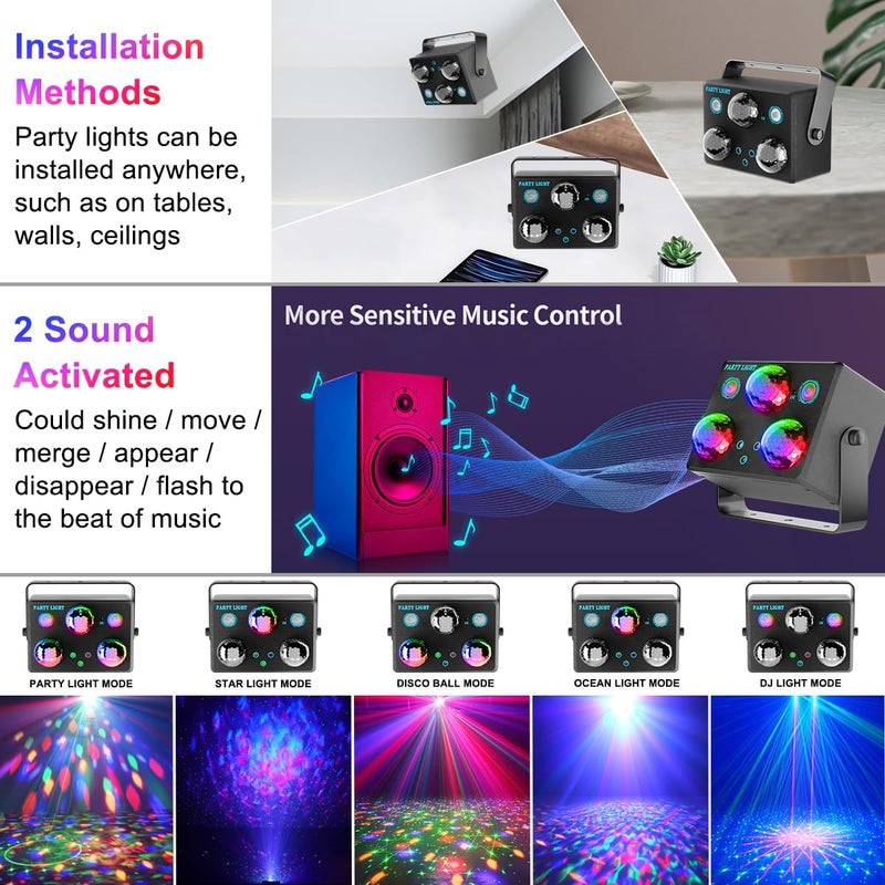 SPOOBOOLA Party Lights - Disco DJ Strobe Light with Remote Control for Parties and Events - Image 4