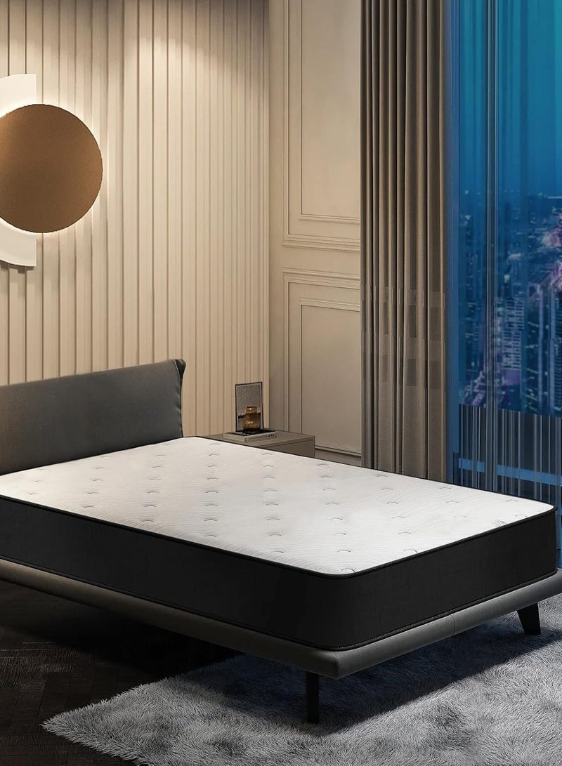 Harmony Home Bonnel Spring Super King Size Mattress - 200 cm Width, 200 cm Length, 24 cm Depth, White for Ultimate Comfort, Support, and Durability. Perfect for Luxurious Sleep and Relaxation. - Image 1