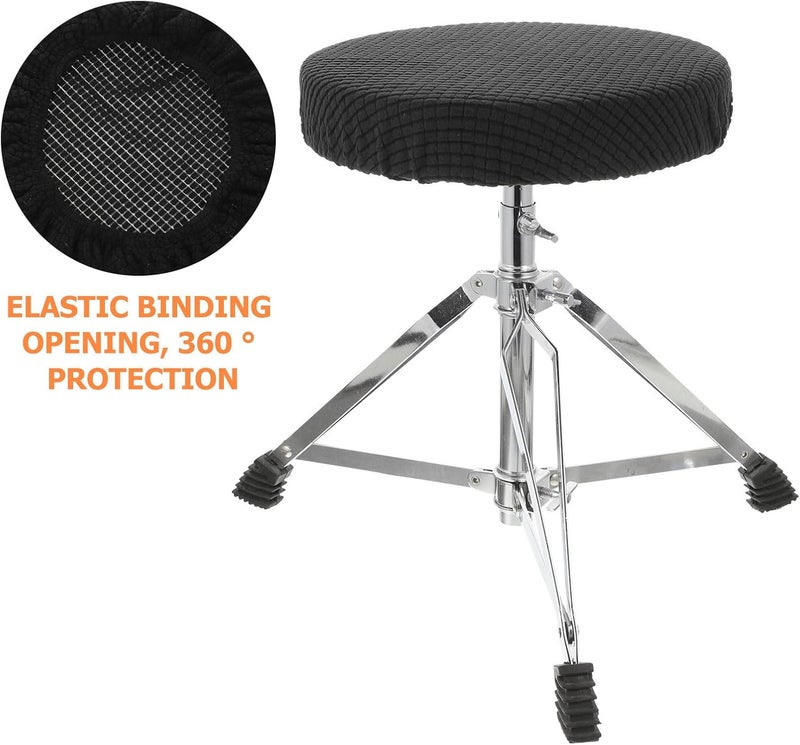 KICHOUSE 2pcs Stretch Round Bar Stool Covers Elastic Plush Velvet Seat Protector for Dining Room Chairs, Black and Peacock Blue, Washable Slipcovers for Home Kitchen Barstools - Image 3