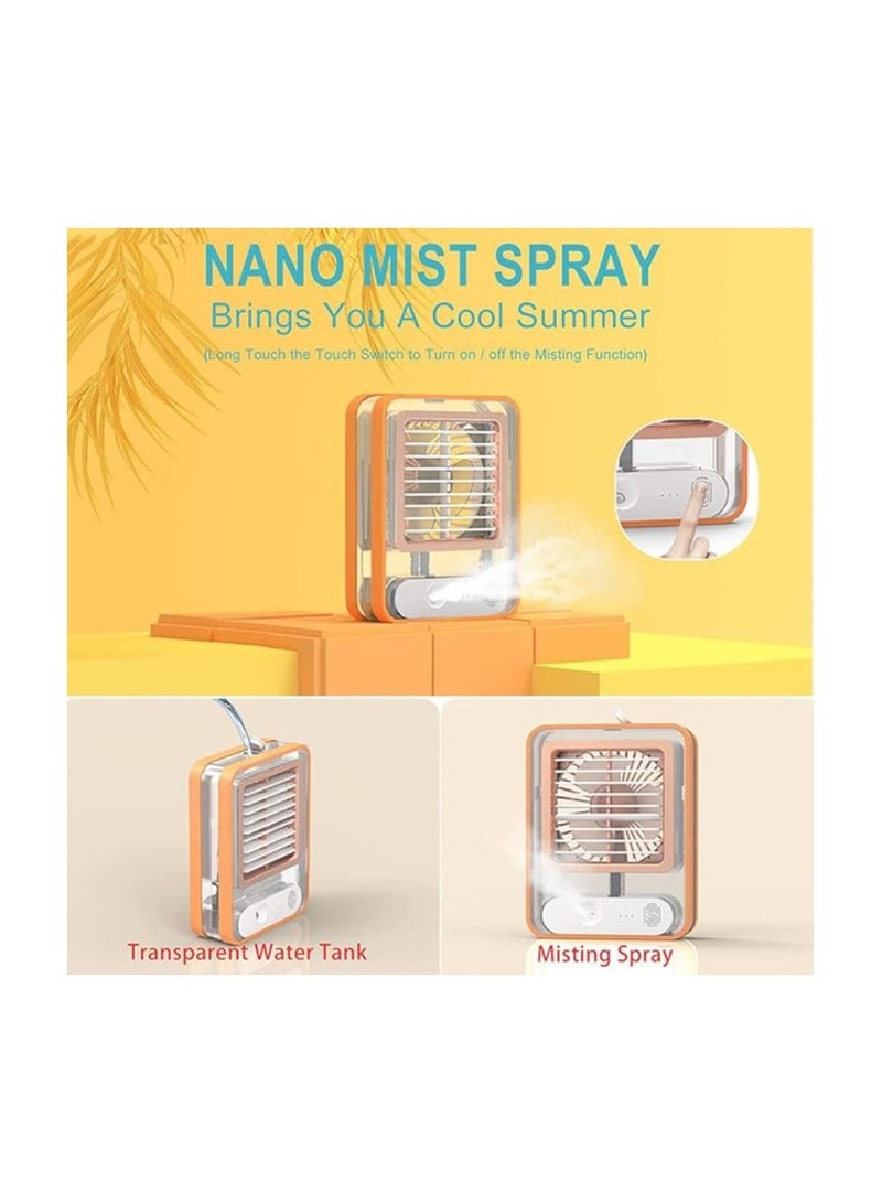 Mini Fan with Steamer and LED Desk Light Portable Rechargeable Touch - Image 3