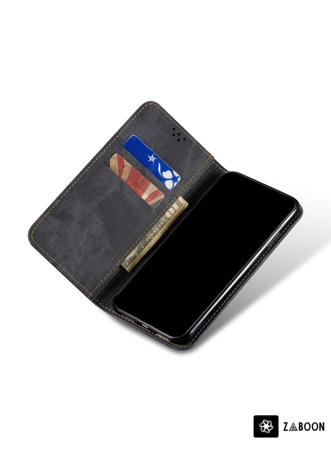 Zaboon Protective Case For Motorola Moto Edge 2021 Denim Texture Casual Style Horizontal Flip Leather Case with Holder & Card Slots & Wallet - Image 4