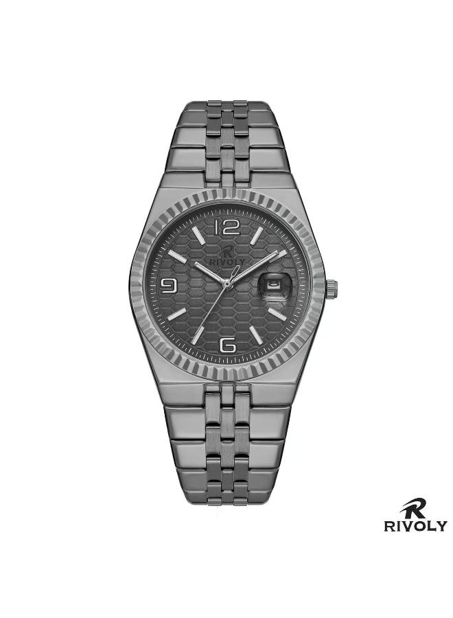 ريفولي ساعة يد أنيقة من RIVOLY بتصميم فاخر وآلية دقيقة، مزودة بعرض تاريخ وسوار مريح، تجمع بين الأناقة والمتانة للاستخدام اليومي والمناسبات.