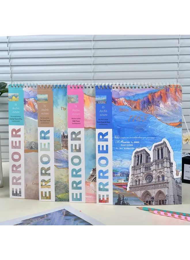 4 A4 Coil Sketch Books Thickened Art Quick Sketch Scenery Covers Durable Binding - Image 1