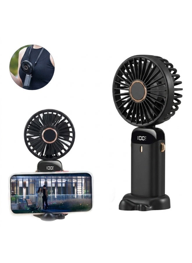 إيكو شاين Portable Handheld Fan, 5 Speed Rechargeable Mini Fan with Digital Battery Display, USB-C Charging, Handheld & Desktop Fan for Home, Office, Travel and Outdoor Use, Black - Image 1