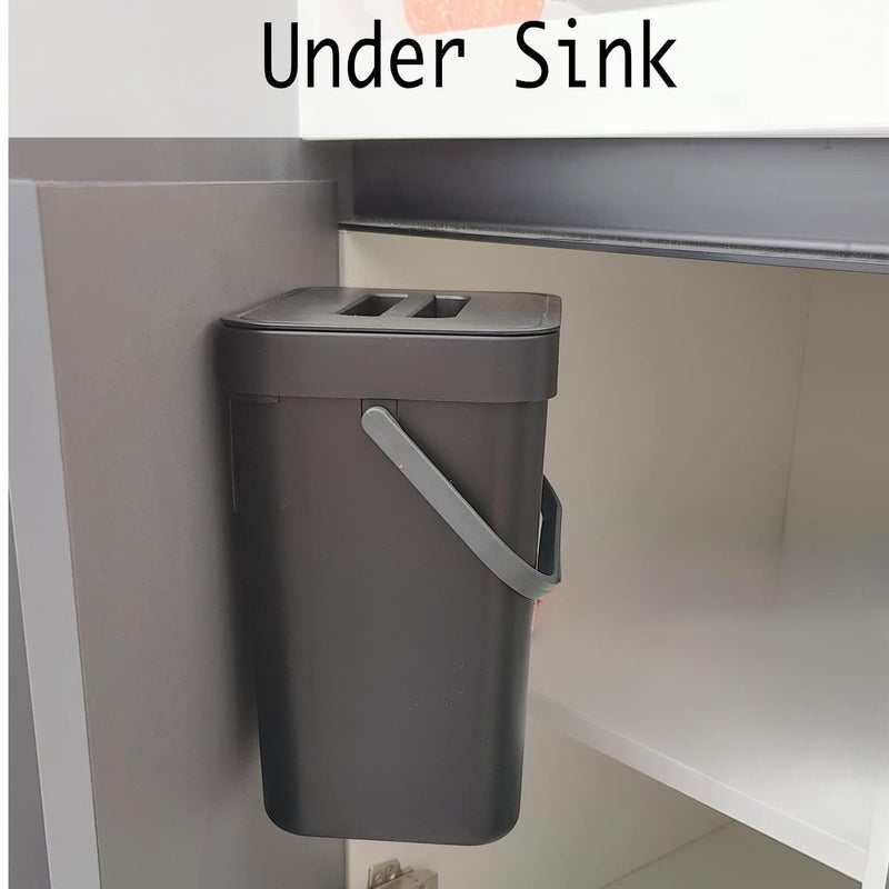 LALASTAR Countertop Compost Bin with Lid, Hanging Small Trash Can with Lid Under Sink for Kitchen, Food Waste Bin for Countertop, Mountable Garbage Can for Bathroom, RV, 5L/1.3 Gal, Black - Image 2
