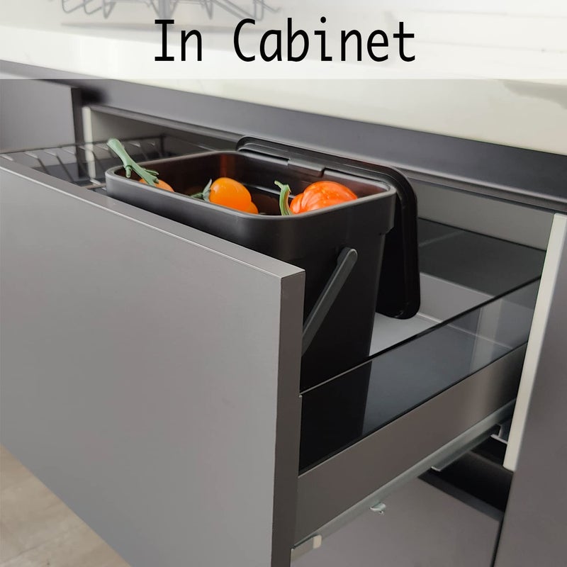 LALASTAR Countertop Compost Bin with Lid, Hanging Small Trash Can with Lid Under Sink for Kitchen, Food Waste Bin for Countertop, Mountable Garbage Can for Bathroom, RV, 5L/1.3 Gal, Black - Image 5