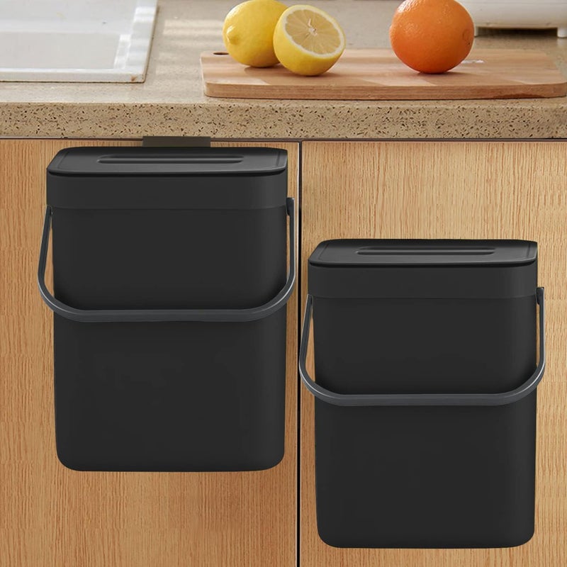 LALASTAR Countertop Compost Bin with Lid, Hanging Small Trash Can with Lid Under Sink for Kitchen, Food Waste Bin for Countertop, Mountable Garbage Can for Bathroom, RV, 5L/1.3 Gal, Black - Image 1