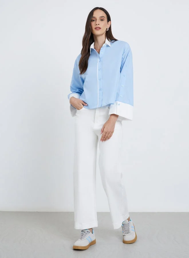 Styli Styli Contrast Collar and Cuff Buttoned Shirt