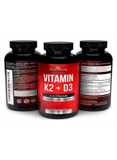 Divine Bounty Vitamin K2 (MK7 & MK4) with D3 Supplement - Vitamin K & D as MK-7 100mcg, MK-4 500mcg, and 5000 IU Vitamin D3 3-in-1 Formula - Bone and Heart Support - 90 Non-GMO Vegetarian Capsules  - Image 4