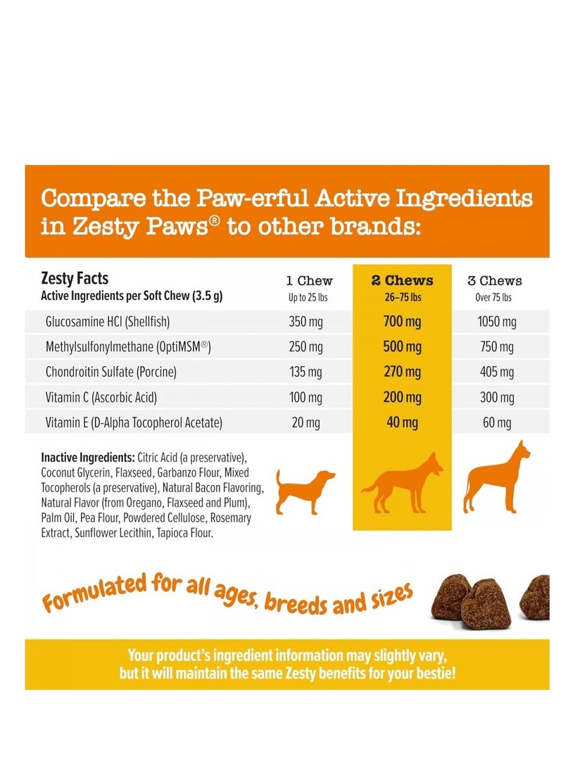 Zesty Paws Dog Hip & Joint Bites / Mobility - Bacon - 90ct - Image 4