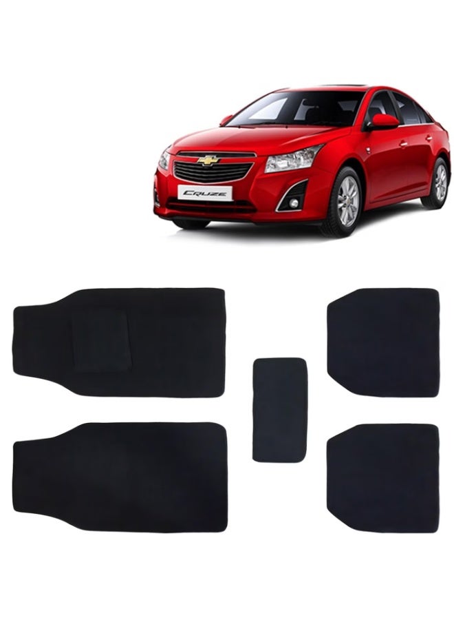 Classic Carpet Style Universal Car Mats for Chevrolet Cruze 2008-2017 Model Black Color Anti Slip Car Floor Foot Mat Complete Set of 5 Piece Executive Series - Image 1