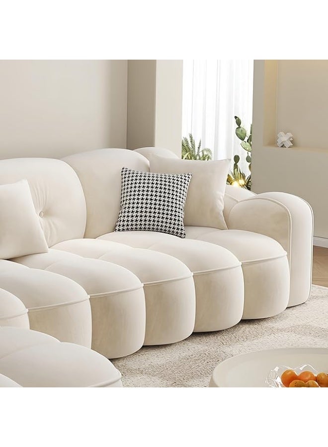 Al Zakharef Furniture Fleece L-Shape Modular Sofa Set – Overstuffed Soft Cushions, Solid Wood Frame, Modern Living Room Furniture, 5-Seater (Beige) - Image 5