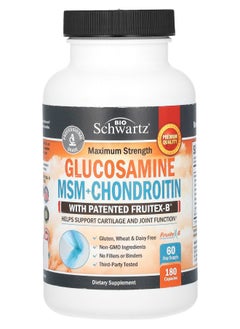 Maximum Strength Glucosamine MSM + Chondroitin 180 Capsules