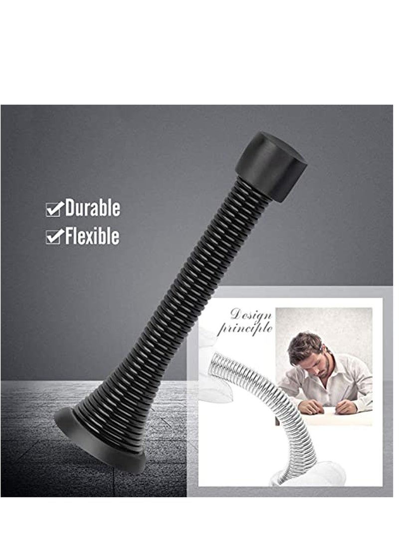 KASTWAVE 12 Pack Black Spring Door Stops, 3-1/8" Heavy Duty Door Stop Flexible Spring Door Stopper with Low Mounted Baby Proof Black Rubber Bumper Tips - Image 2