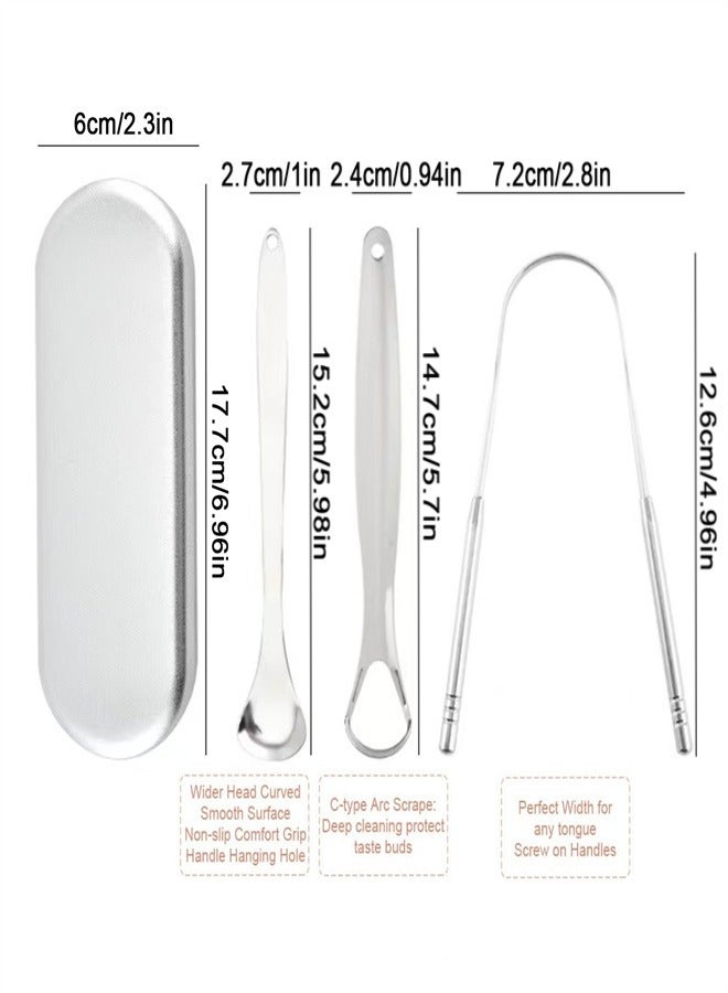 مكشطة اللسان، 4 عبوات من الفولاذ المقاوم للصدأ لتنظيف اللسان مكشطة اللسان المحمولة القابلة لإعادة الاستخدام لتنظيف الفم والحد من رائحة الفم الكريهة - Image 2