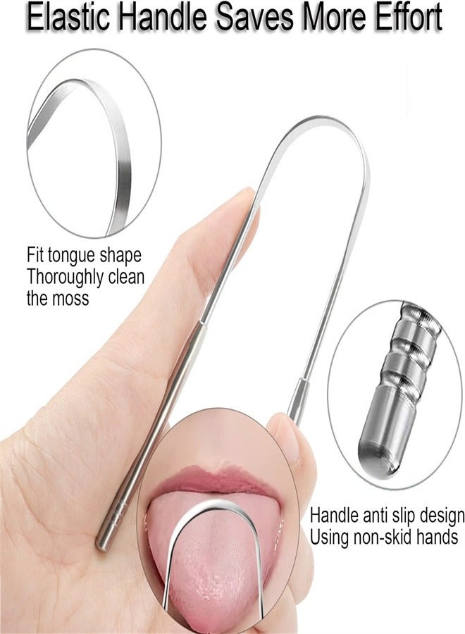 مكشطة اللسان، 4 عبوات من الفولاذ المقاوم للصدأ لتنظيف اللسان مكشطة اللسان المحمولة القابلة لإعادة الاستخدام لتنظيف الفم والحد من رائحة الفم الكريهة - Image 4