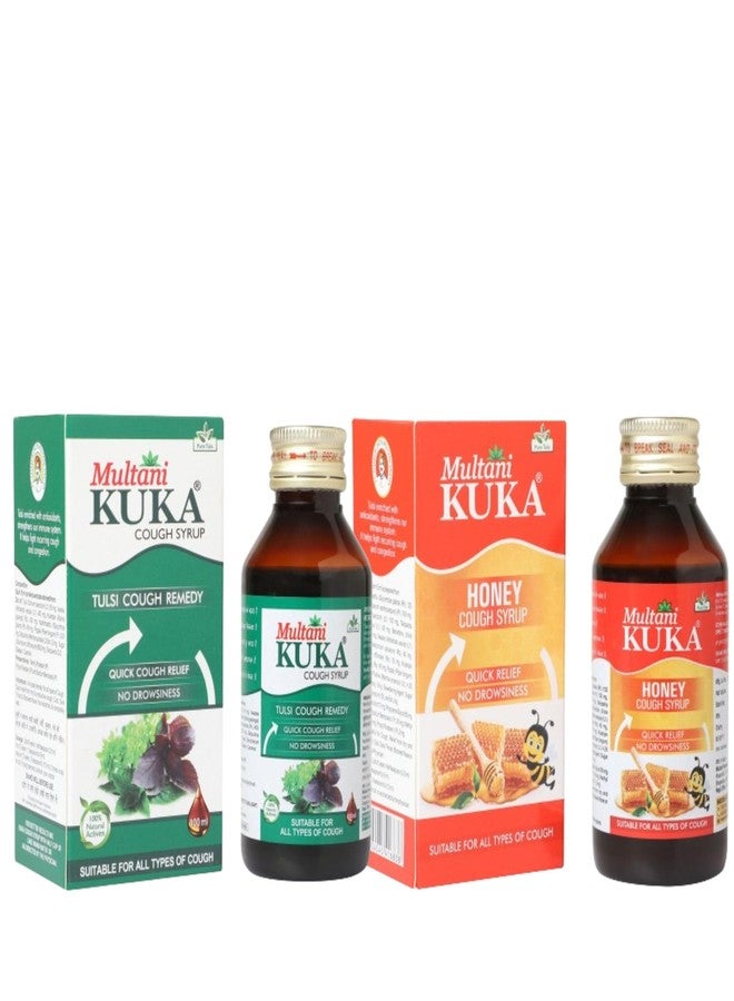 Multani Kuka Cough Syrup With Kuka Honey | Get Ayurvedic Relief from Throat Issue, Chest Congestion, All Types Of cough & Cold | 100 Ml Each - 2 Pack - Image 1