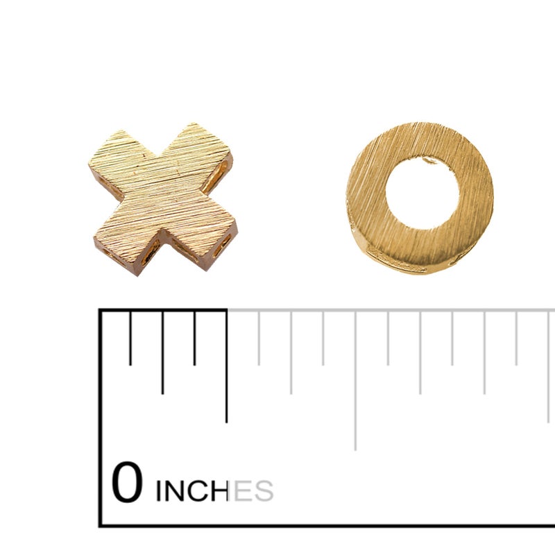 Spinningdaisy Handcrafted Brushed Metal XO Hug and Kiss Stud Earrings Gold - Image 3