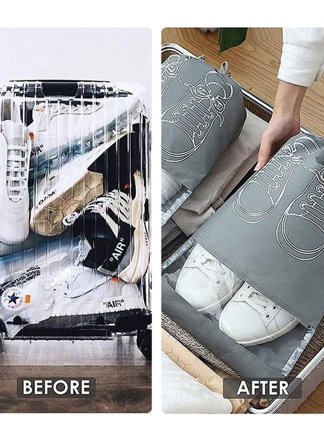 JoyousSto 12 Pcs Large Travel Storage Shoe Bag Portable Shoe Bag Dust proof Shoe Organizer Bags for Men and Women Shoes 6 Black 6 Grey - Image 4